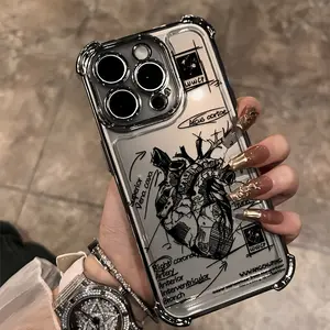 Mechanical Heart Anatomical Phone Case Compatible with iPhone17 16 15 14 13 12 11 Pro Max X XR XSMAX 8 7 Plus, Shockproof Transparent Soft Back