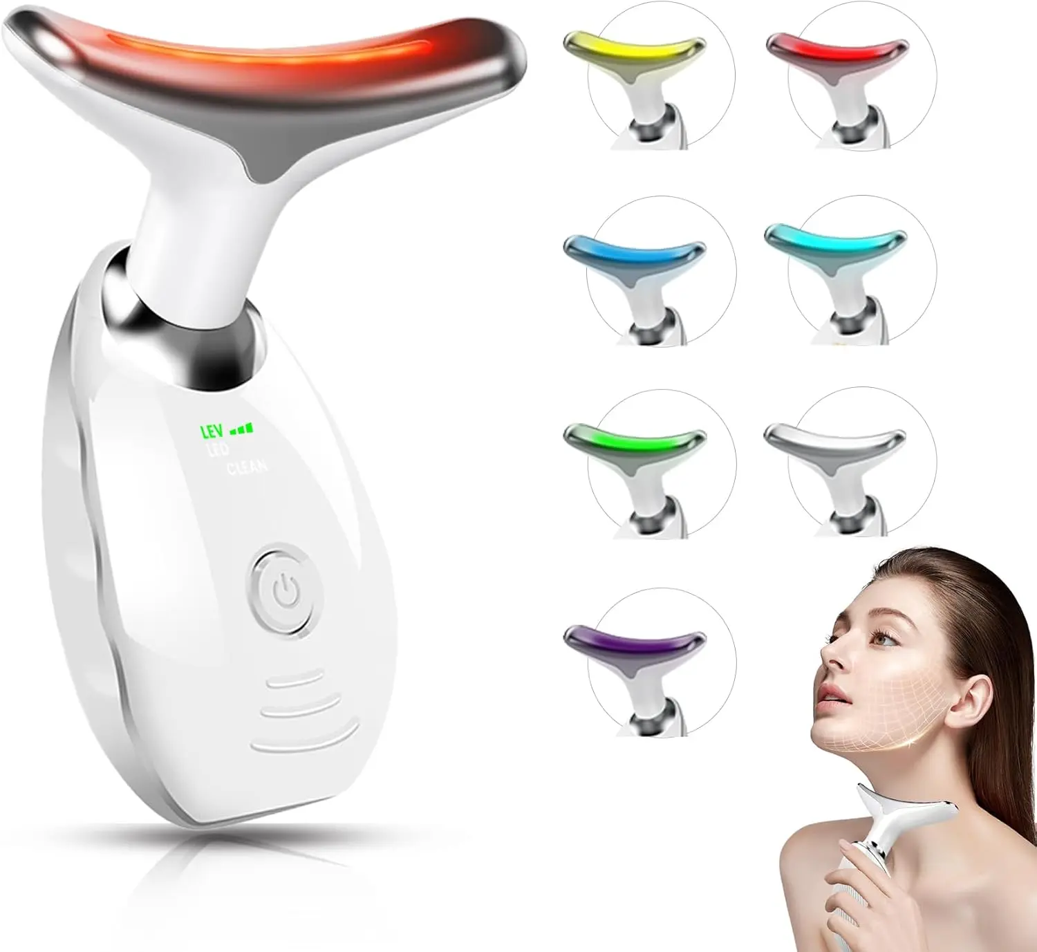 Facial Massager,7 Color LED Light Therapy for Face and Neck,Portable Beauty Skin Care Tools #fathersdaygift