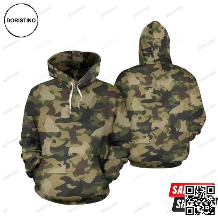 Camo Corgi All Over Print Hoodie