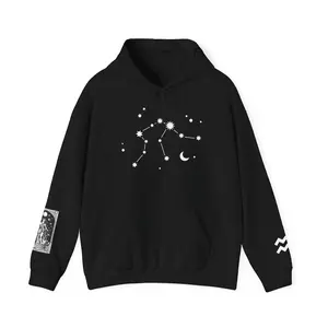Aquarius Zodiac Hoodie, Zodiac Hooded Sweatshirt, Unisex Astrology Apparel, Horoscope Gift, Celestial Fashion
