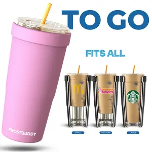 To-Go Buddy - Universal Cup Insulator for to-go cups - Keeps Drinks Hot Cold 12+ Hours - Vacuum Insulated Tumbler