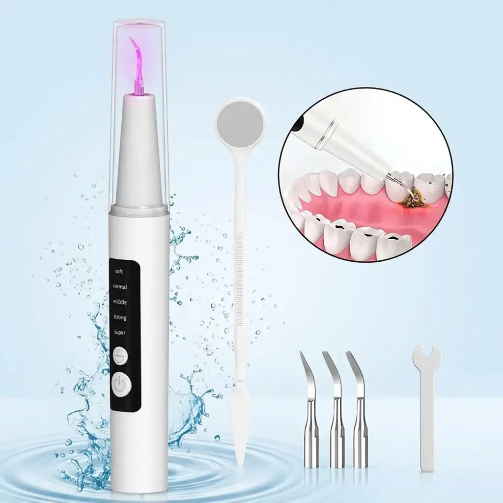 NBGRLVS Portable Dental Scaler - 5-Mode Ultrasonic Dental Plaque Remover Tool with LED Light, Rechargeable USB-C Kit for Home Tartar Removal, Gentle Control Helps Protect Gums for Gum Health, Oral, Cordless Tooth Cleaner
