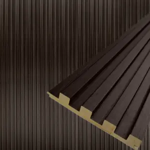 Dark Chestnut Slat Wood Wall Panels | Modern 3D Acoustic Wall Panels, Soundproof Wood Grain Decorative Interior Wall Decor for Living Room, Bedroom, TV Feature Walls & Study Room, Easy Peel & Stick Installation (94" Long x 5 3/4" Width)