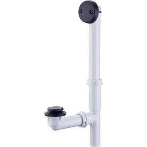 1-1/2" Bathtub Drain Kit  Tubular Tip  Bath  Drain Kit, - Black Tub Drain Replacement Kit with Tip  Drain Stopper, PVC Plastic Pipe Tub Overflow Drain Cover, Matte Black