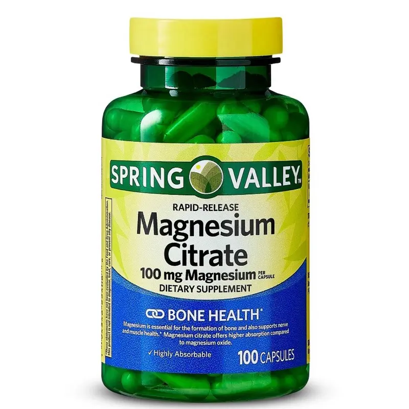 Magnesium Citrate 100mg Supplement for Bone Health 100 Capsules Highly Absorbable Dietary Healthcare Magnesium Citrate 100mg Supplement for Bone Health 100 Capsules Highly Absorbable Dietary Healthcare