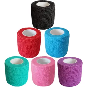 &Self-Adhesive Cohesive Bandage Wrap - Sports/Medical/Tattoo Protection for Wrist & Ankle (6-Pack 2-Inch Breathable Vet Tape, 5-Yard Multi-Color Elastic Self-Stick Roll)