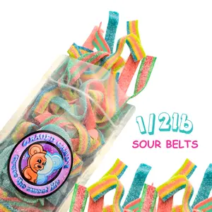 Sour Belts 1/2lb Variety Mix | Assorted Sour Strips Candies | Rainbow Belts, Sour Blue Raspberry Belts, Sour Ribbons, Sour Strawberry, Sour Cotton Candy