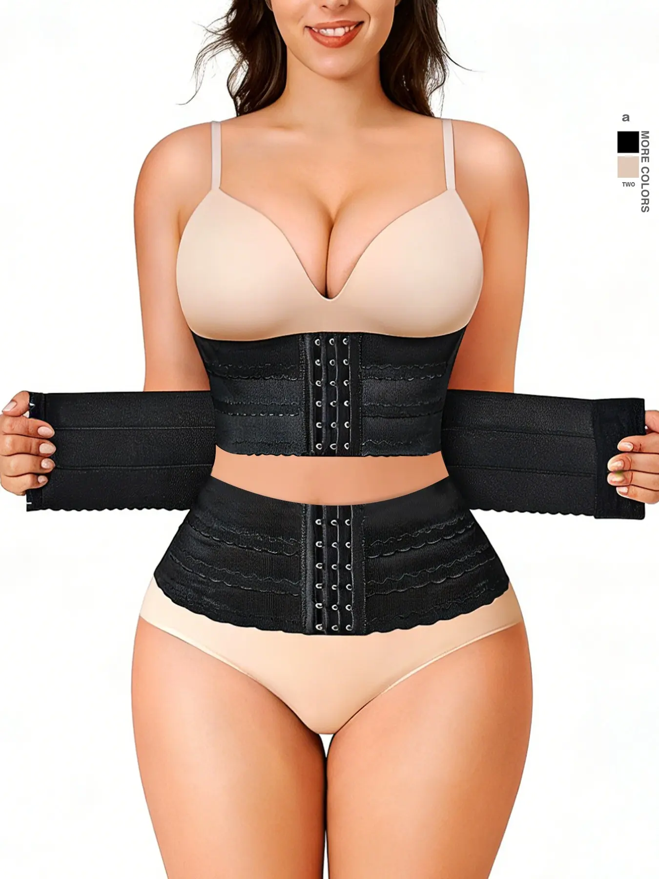 Women's Solid 3-sectional Hook & Eye Waist Trainer, High Stretch Tummy Control Corset Waist Shaper for Daily Wear Fit, Women Shapewear Underwear Clothes Halloween dailydrip comfyessentials midsize tiktokshopbacktoschool Basic