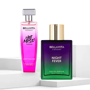 BellaVita Luxury Perfume Combo | Hot Mess Eau De Parfum for Women & Night Fever Unisex Eau De Parfum | 100ml Each | Jasmine, Rose, Citrus, Bergamot, Peach, Musk & Vanilla | Fruity, Musky & Long-Lasting Premium Fragrance Duo