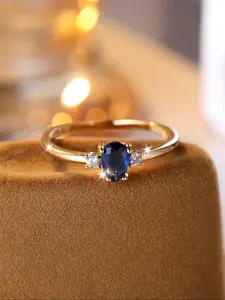 Minimalist water-drop design artificial gemstone engagement ring, stackable rings for women & girls, suitable for daily wear as a birthday jewelry gift, Artificial Zircon