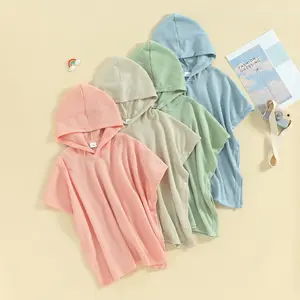 Toddler Beach Towel with Hood Kids Waffle Swim Cover Up Bath Towel Surf Poncho Boys Girls Hooded Beach Towel