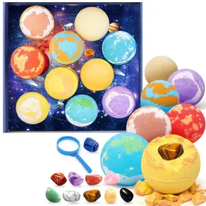 10-Pack Kids Galaxy Bath Bombs with Surprise Toys, Organic Gentle Bubble Bath Balls, Solar System Gems, Easter Christmas Birthday Gifts