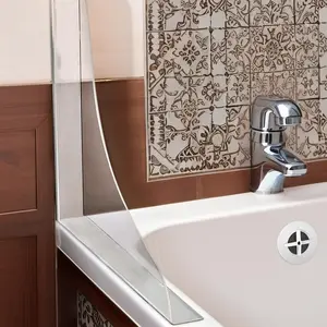 2pc Acrylic Splash Guard No-Drill Adhesive Waterproof Shower Curtain, Bathtub & Sink Protection, Easy Install Bath Barrier