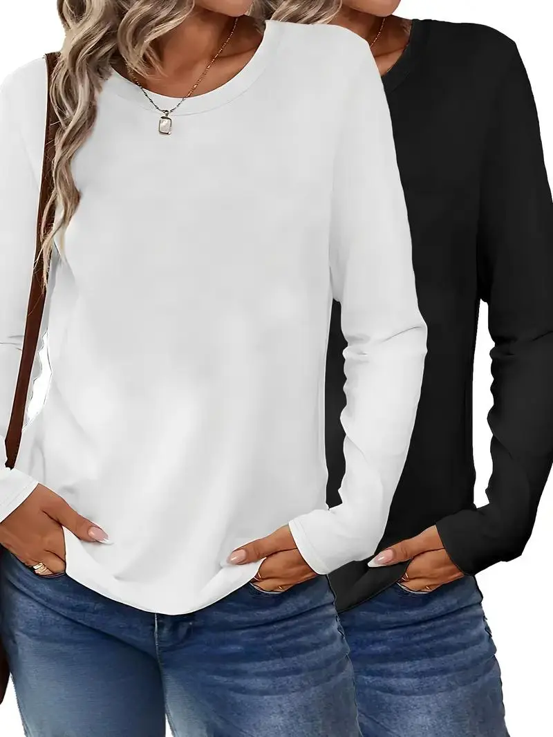 Multi basic black and white solid color round neck short sleeve, summer casual long sleeve round neck t-shirt, simple and comfortable long sleeve, women's daily shirts, shirts for moms, sports shirts, baselayers