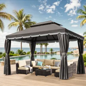 Gaptainer 10x13 Outdoor Gazebo,Gazebo Canopy Tent with Mosquito Netting & Curtains,Party Tent Shelter with Waterproof Sunshade Double Vented Roof for Garden,Deck,Backyard,Lawn