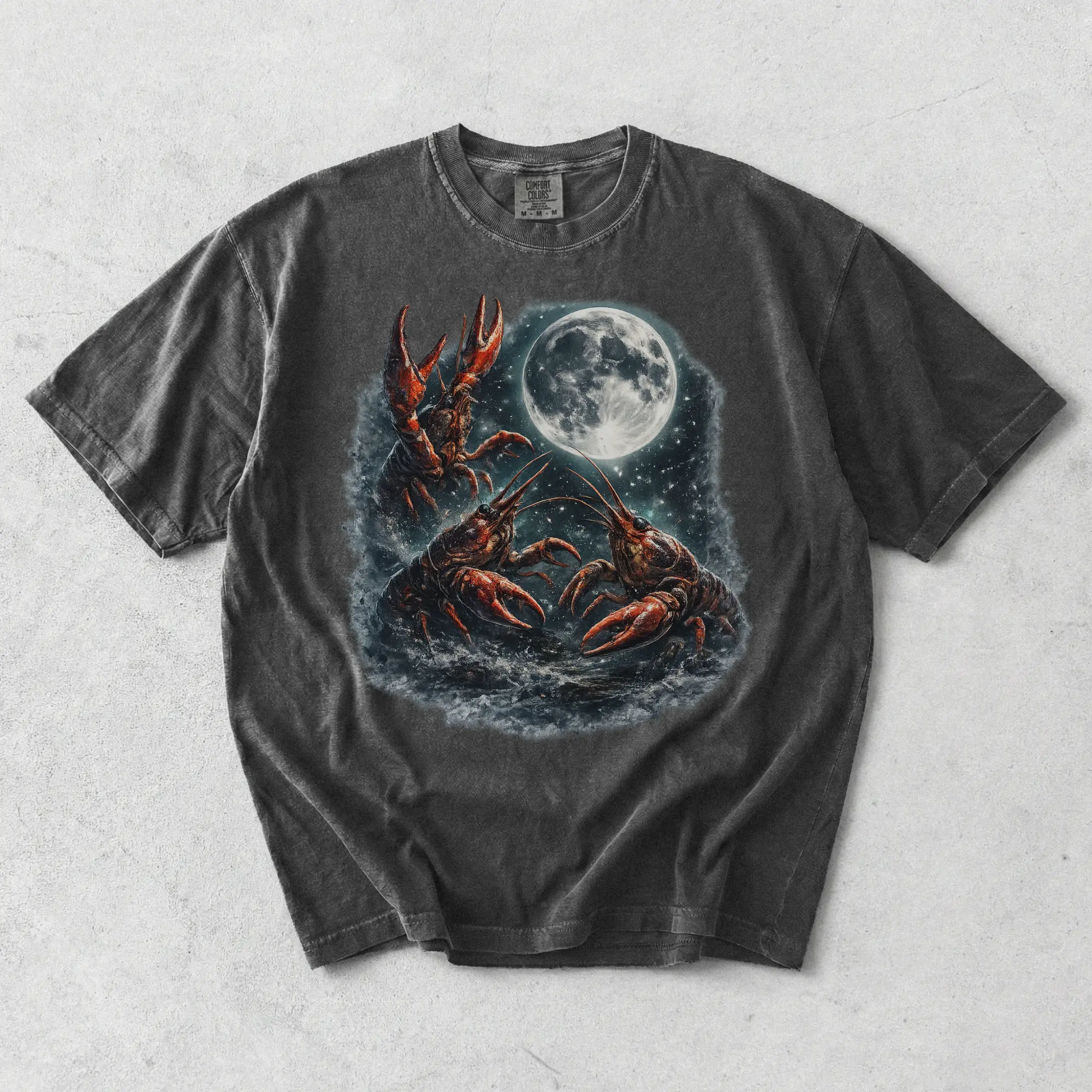 Three Crawfish Moon Shirt, Crawfish Howling to The Moon Shirt, Vintage Moon Animals Tee, Funny Beach Shirt, Crawfish Shirt
