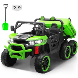 24V Two Seater Kids Ride on Dump Truck, Ride on Truck Car w/Remote Control, Electric Dump Bed, Extra Shovel, 4X100W Motor, Music, Wireless, LED Light, 4WD Ride on Toys Boy Girl