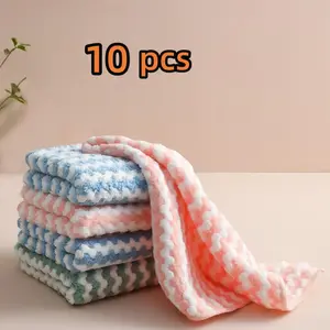 10 Pack Super Absorbent Kitchen Towels, Soft Dish Drying Cloths for Cleaning Bowls and Plates, Random Colors, Ideal for Home Use