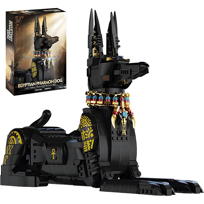 Pharaoh Dog Buildable Blocks Kit, 1208pcs Animal Dog Model Brick Set, Collectible Building Blocks for Home Decor & Home Office Display, Ideal Christmas/Birthday Gift
