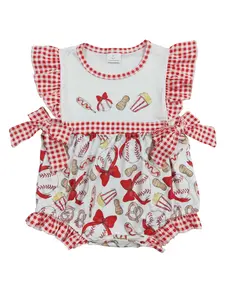 Baseball Print Girls baby Romper