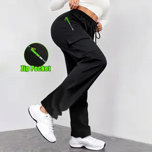 Women's Cargo Joggers, Women's Zipper Pocket Cargo Pants, Women's Athletic Cargo Trousers, Women's Elastic Waist Cargo Pants