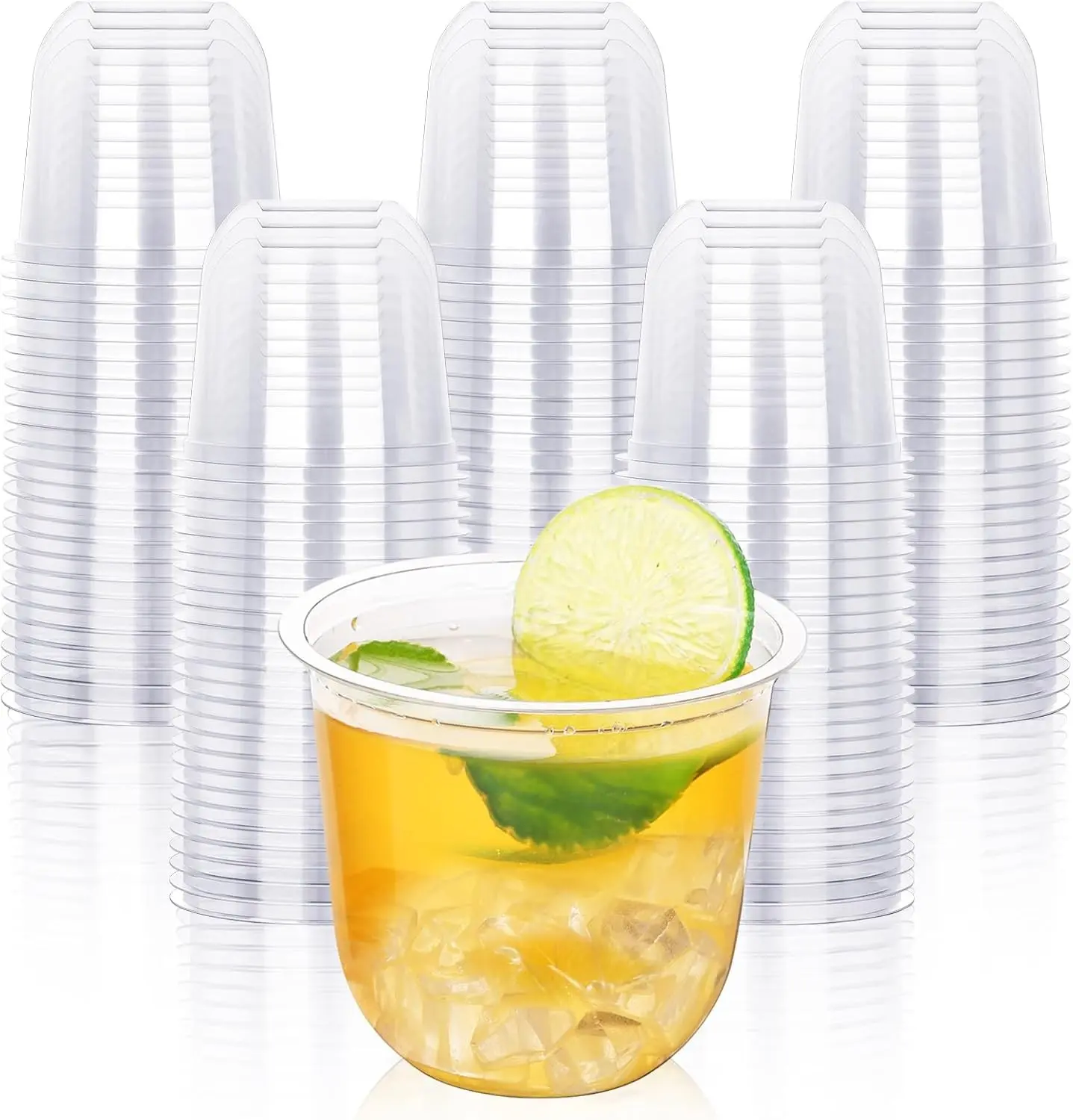 KesaPlan 50 Pcs Disposable Stemless Glasses 12oz Crystal Plastic Wine Glasses Clear Classic Cup for Meeting Weddings Birthdays Cocktail Christmas Party Supplies Gift