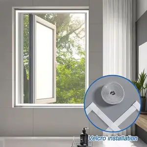 Magic Tape Window Screen, Window Panel, Self-Adhesive No-Drill Mosquito Net, Easy Install Zipper Closure, Multiple Sizes, Home Anti-Insect Fly Screen