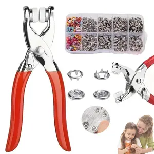 100 PCS Invisible Colored Metal Buckle & Manual Pressure Pliers Kit, Sewing Kit with 100PCS Metal Buttons – Manual Pliers Tool Included, Home Specific Sewing Kits for DIY, Crafts, and Repairs
