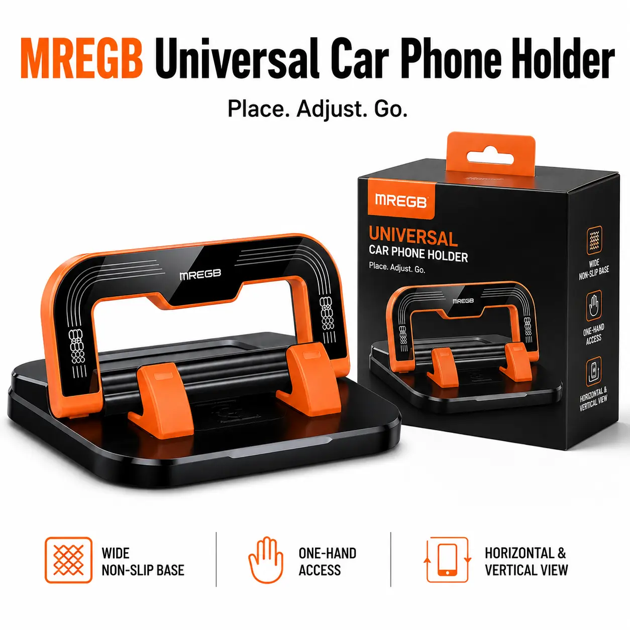 MREGB Universal Car Phone Holder, 360 Degree Rotating Dashboard & Windshield Phone Mount, Strong Suction Cup Cell Phone Holder for Car, Adjustable Viewing Angle for GPS Navigation, Compatible with iPhone 16/15/14/13, Samsung Galaxy, Android Phones tiktoks