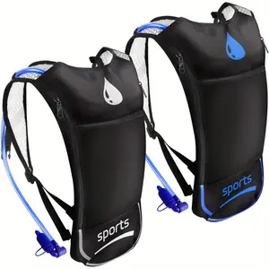 2 Pack Hydration Backpack Pack with 2L Hydration Bladder, Lightweight Breathable Water Backpack with 3 Layer Pockets, Reinforced Shoulder Straps