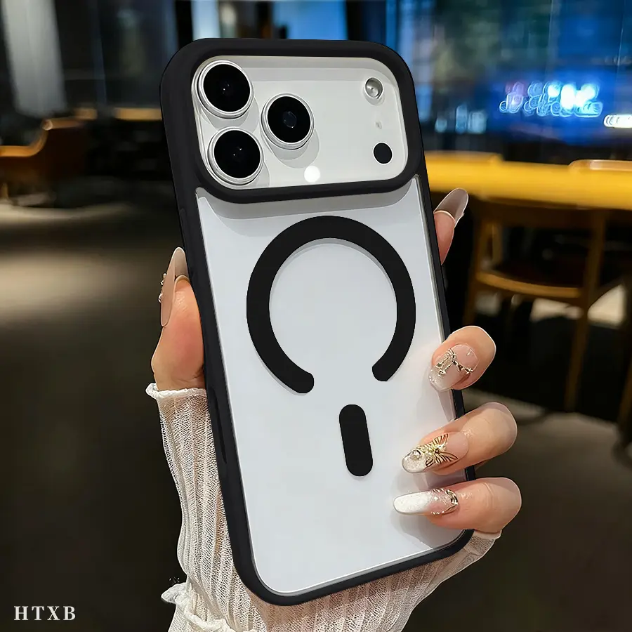 MagSafe-Compatible Magnetic Phone Case, Fits iPhone 17-17 Pro-17 Pro Max-17 Air, Semitransparent Matte Back Shockproof Protective Cover, Mobile Phone Accessories