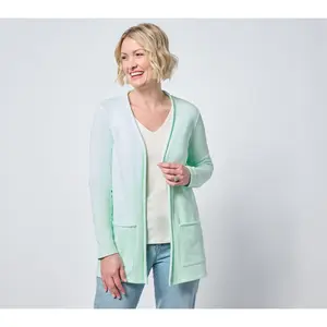 QVC Belle Beach by Kim Gravel Women's Rolled-Edge Seaside Knit Beach Cardigan