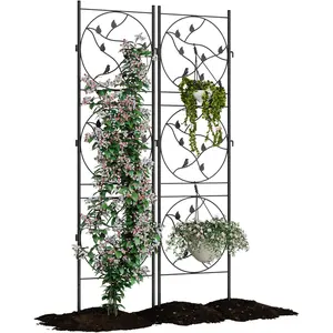 2 PCS 21x72 in Black Metal Garden Trellis for Climbing Plants – Sturdy Rustproof Plant Support for Roses,Vines,Vegetables,Flowers, Indoor/Outdoor Use