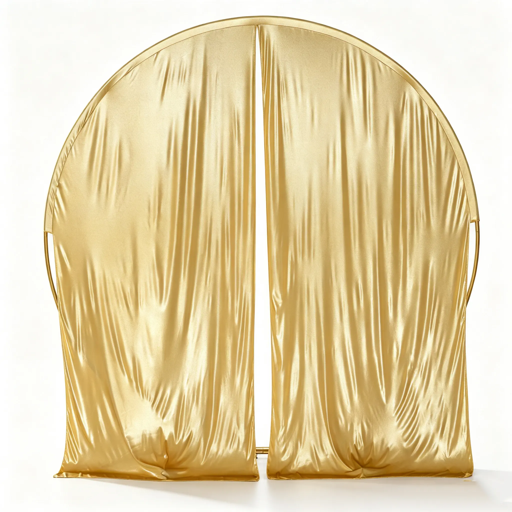 Gold Round Backdrop Fabric Cover Only, Double-Sided Shimmer Drapes for 7.2FT Circle Stand, Wedding Party Photography Decor