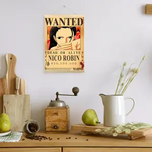 One Piece Chopper Wanted Poster Scroll Art, Anime Theme Wall Decor for Living Room & Bedroom, Cute Reindeer Design, Nautical Themed Soft Furnishing