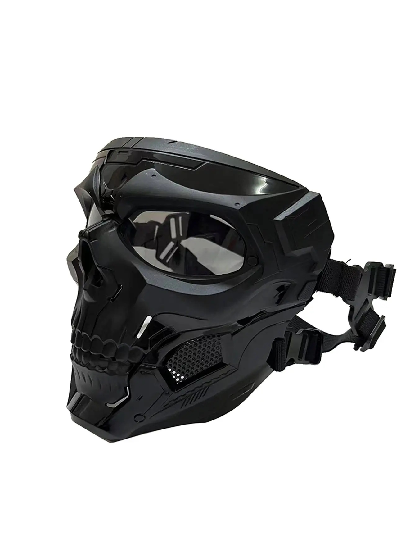 Full Face Cyberpunk Mask Outdoor Halloween Costume Prop, Breathable Comfort Spooky Skull Mask, Role-Playing Accessory, Single Piece, Mask Design