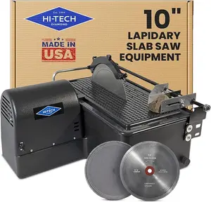Hi-Tech Diamond - 10" Lapidary Equipment Slab Saw for Stone Cutting Rock, Glass, Slabbing, Machine for Cutting Rocks - Includes TWO 10" Diamond Saw Blades & Vise Attachment