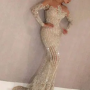 2025 Long Dress Mid-Waist Elegant Sequin Gold Slim Fit Slimming Dress