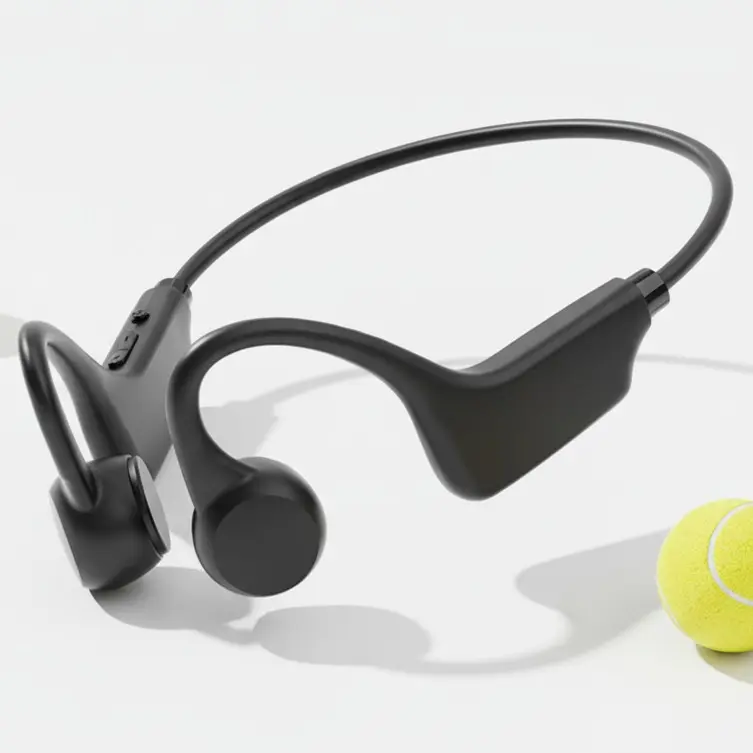 Bone Conduction, Open Ear Headphones Wireless BT5.3 With Mic, Wireless Headphones 10H Playtime, Noise Isolation, Push Button Control, Tangle-Free Cable, Type-C Charging, Sport Headphone Suitable For Running, Cycling, Outdoor