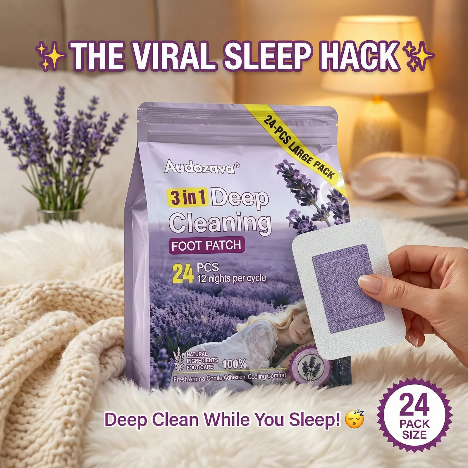 Natural Foot Patch -PromoteRelaxation, De-Stress & Sleep Support| Overnight Herbal Foot Detox Patch with Gentle Warming Care to Soothe, Refresh & Rebalance Feet-Ashwagandha, Lavender, Magnesium, GABA,Valerian Root, Health, Wellness Healthcare Alternative