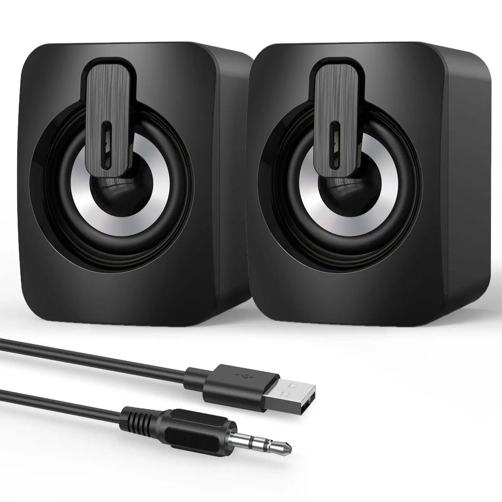 Heetipuk B-A2USB USB Computer/Laptop Speakers,Portable Mini Soundbar for Windows PCs, Desktop Computer with Stereo Sound & Enhanced Bass,7 Lighting Modes, 2 Bass-Boost Ports, 2 Speaker Units,Easy Volume Control