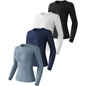 Pack Women's Compression Shirt Cool Dry Long Short Sleeve Underscrub Workout Athletic Tops Baselayer for Yoga Gym Running