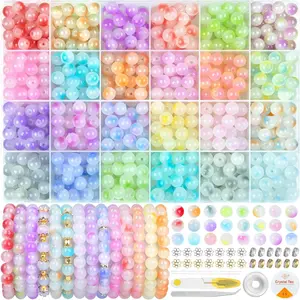 700 Pcs Glass Beads for Bracelets 8mm Crystal Glass Beads for Jewelry Making Round Friendship Bracelet Making Kit Bead DIY Crafts for Birthday Gifts - Home Improvement.