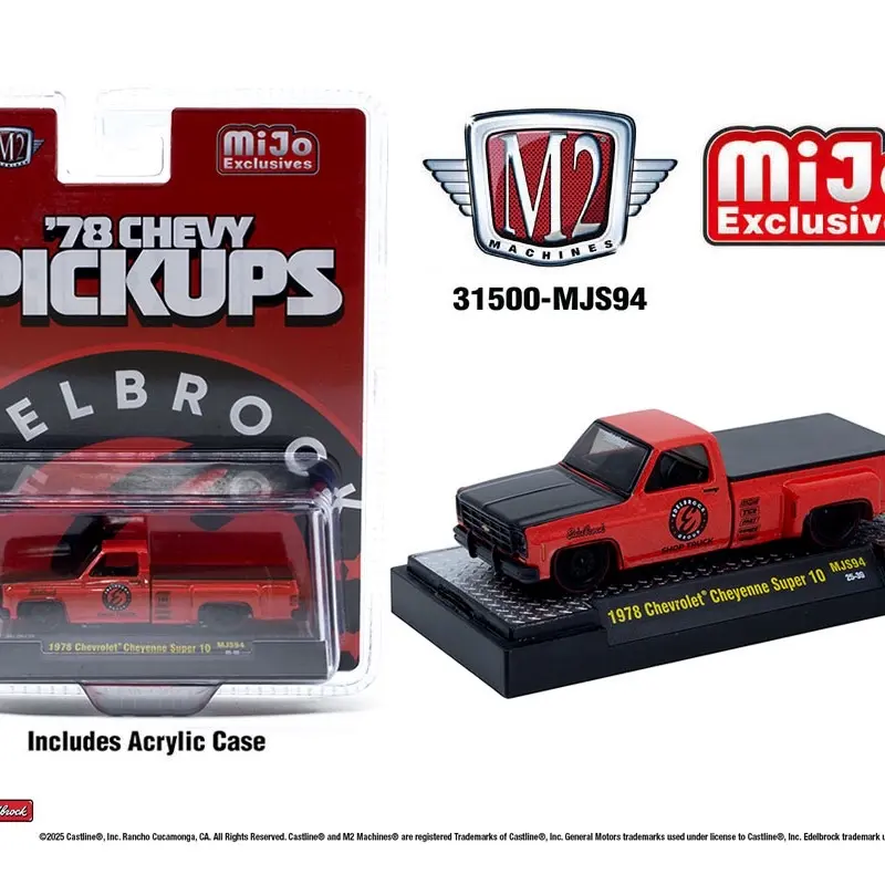 M2 Machines 1:64 1978 Chevrolet Cheyenne Super 30 Custom EDELBROCK – Red – MiJo Exclusives Limited Edition