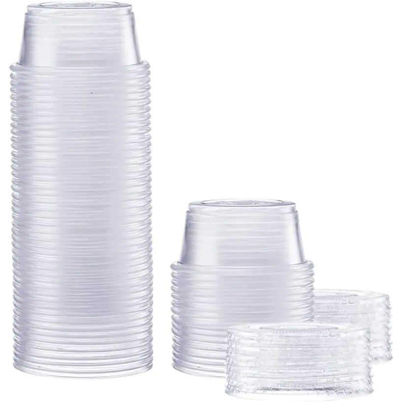 [2 oz. - 50 Count Clear Disposable Plastic Portion Cups with Lids - Souffle Cups, Clear Jello Shot Containers With Lids  for salad Dressing and More - (Formerly Comfy Package)