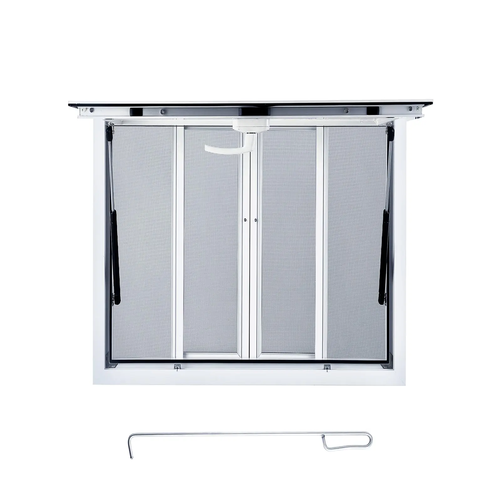 【GARVEE】Aluminum Alloy Concession Windows in Multiple Sizes (36"x36", 48"x36", 53"x33", 60"x36") with Horizontal Sliding Screen Windows, Awning Door Opening up to 85°, Drag Hook - Perfect for Food Trucks and Concession Trailers