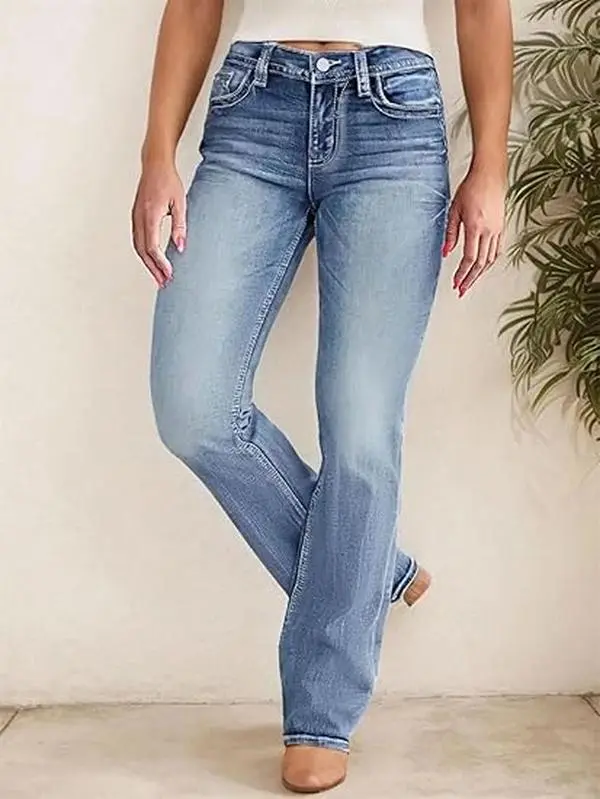 Micro Stretch Denim Jeans - Comfortable Soft Breathable Casual Women's Clothing for Everyday Wear