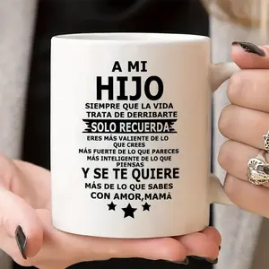 [Inspirational Ceramic Mug] Reusable 11oz Ceramic Mug - Inspirational Spanish Quote Coffee Cup, Dishwasher-Safe, Heartfelt Message from Mom to Son, Ideal for Birthdays & Holidays, Perfect Home Decor Gift