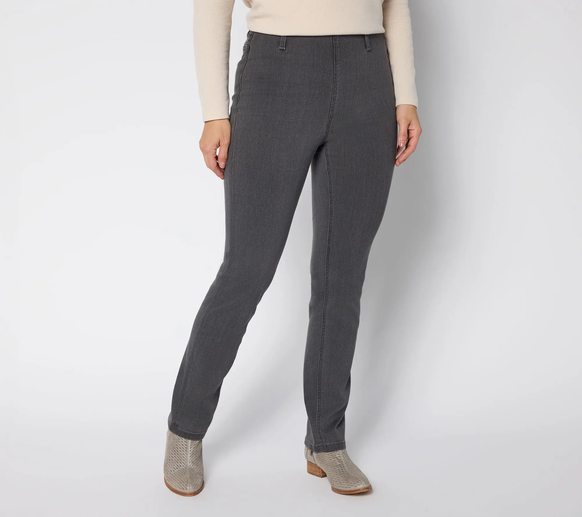 Denim & Co. Petite Black Perfect Flex Straight Leg Jean