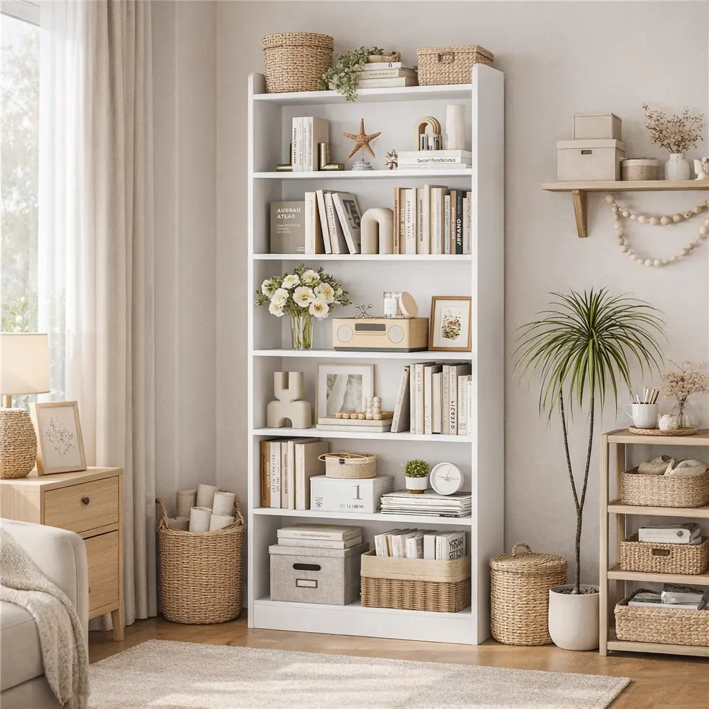 【Back To School】Yaheetech 6-7 Tier Open Shelf Bookshelf - Modern Simple Tall Indoor Shelves, Apartment Furniture with Top Open Compartment for Books, Storage Organization, Living Room Decor, Office Use,dorm essentials,home decor tiktokshopbacktoschool